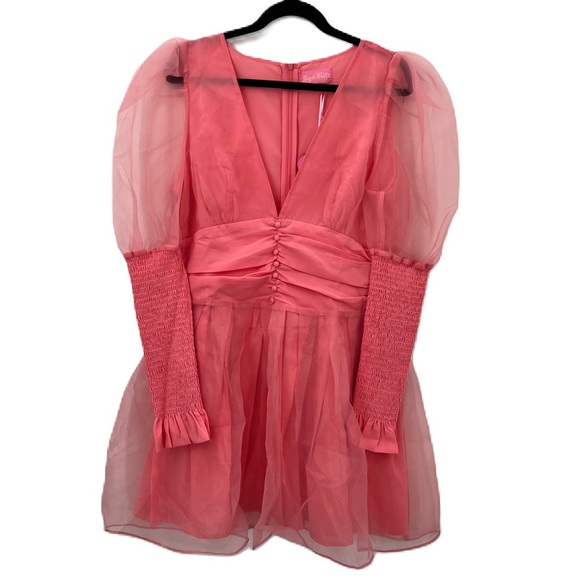 Sugar Thrillz Dresses & Skirts - NWT Sugar Thrillz Talk About Forever Organza Mini Dress Sheath Bodycon Barbie